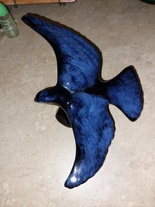 Rare 10" Vtg Blue Mountain Pottery # 183 Cobalt Blue Bald Eagle Figurine EUC - Bild 1 von 13