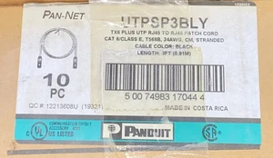 10 PC PANDUIT UTP PATCH CORD UTPCH3BLY (BLACK) 3 FOOT LONG HE-53 OF 8) NIB - Picture 1 of 1