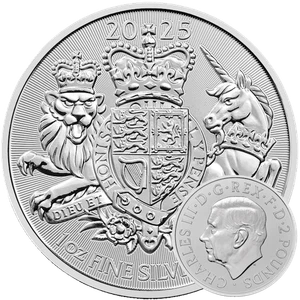 Moneda de plata Royal Arms 2025 cápsula 1 oz plata Ag 999 Royal Mint Reino Unido - Imagen 1 de 5