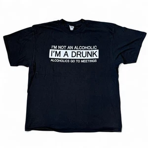 Vintage I’m Not an Alcoholic I’m A Drunk Lustiges T-Shirt Herren XXL Text Tee Y2K - Bild 1 von 4
