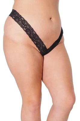 Coquette - 22331 - Tanga de corte alto de encaje elástico festoneado - NEGRO Foto 1 de 4