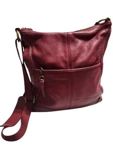 The Sak Los Feliz Medium Leather Hobo Slouchy Tote Bag Cabernet Red Tassels - Picture 1 of 9