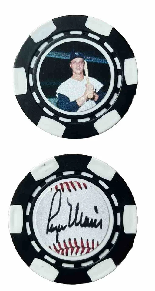 ROGER MARIS LEYENDA DEL BÉISBOL ~ NEW YORK YANKKEES *FIRMADO* RECUERDO DE FICHAS DE PÓKER Foto 1 de 1