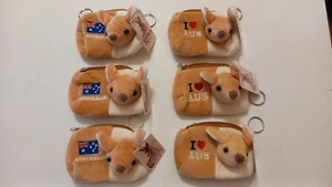 6 Australia souvenir tan kangaroo flag I love Aus zipped coin purses NEW gift - Picture 1 of 2