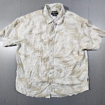 Kenneth Cole New York Linen Blend Beige Palm Print Button Up Shirt 2XL Beach - Image 1 of 4