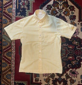 winchell's donuts employee shirt womens striped yellow button up patch XS - Picture 1 of 7