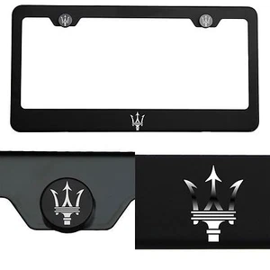 Laser Engraved Maserati Logo Mirror Matte Black License Frame Stainless Steel - Bild 1 von 11