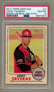 2017 Topps Heritage Minor League #LT Leody Taveras Real One Autograph PSA 10