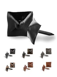 10 Pack Square Pyramid Door Clavos Decorative Nails 0.75" Rustic Hammered Iron - Picture 1 of 42
