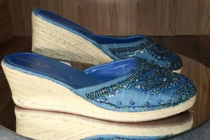 Madison Studio CAYMAN Stacked Wedge Bead Embellished Sandals Womens 10 - NWOB - Picture 1 of 12