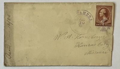 1885 ALHAMBRA CALIFORNIA COVER TO KANSAS CITY PURPLE MALTESE CROSS FANCY CANCEL - Image 1 of 4