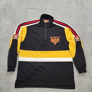 Vintage Guess Sweatshirt Mens Medium Black Striped Retro Quarter Zip Jacket US - Picture 1 of 12