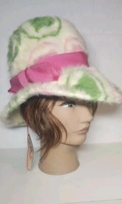Sombrero para mujer Mr. John Jr. años 60 etiquetas originales adjuntas Debs & Misses verde rosa blanco Foto 1 de 4