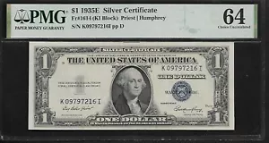 US 1 $ 1935E PMG 64 UNC Fr #1614 Silver Certificate Priest/Humphrey - Picture 1 of 4