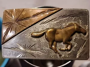 Western Belt Buckel Hand Made German Silver Vintage - Picture 1 of 10