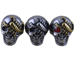 Herren Edelstahl Totenkopf Sternzeichen Skorpion Skorpion Gold-Silber Ring Größe 7-14 - Bild 1 von 40