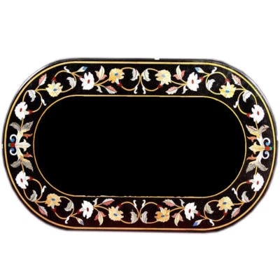 36" x 24" Marble Center Table Top Semi Precious Stones Inlay Work Home Decor - Image 1 of 4