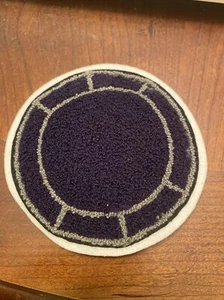 Chenille "Ball" Blue/Gray with white Back Ground Applique Patch Iron On - Picture 1 of 2