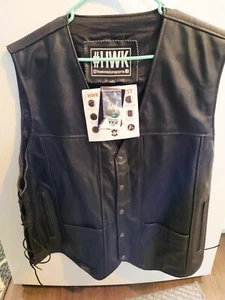 HWK HERREN MOTORRAD WESTE SPITZE SEITEN Leder versteckte Tasche 6 andere GRÖSSE SMALL - Bild 1 von 2