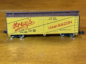 N Scale Con-Cor KREY'S HAM-BACON ST. LOUIS QREX 879 REEFER CAR - Picture 1 of 8