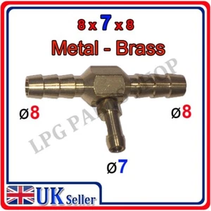8x7x8 Metal T PIEZA Combustible Aire Agua GLP Manguera Tubo Conector Unidor Gas - Imagen 1 de 3