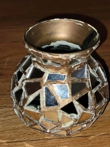 Mosaic Votive Candle/Plant Holder, Mirrored, Vintage, EUC  - Picture 1 of 7