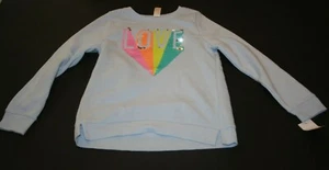 New OshKosh Girls 14 year Baby Blue LOVE Flip Sequin Sweatshirt Top Pullover - Picture 1 of 4