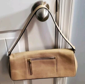 Ellen Tracy Womens Leather Shoulder Bag Purse Tan\Cream. - Picture 1 of 9