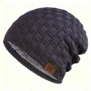 INVIERNO Gorro Slouch Hombres Mujeres LANA Tejido Aislamiento Térmico SUAVE Gris Oscuro - Imagen 1 de 5
