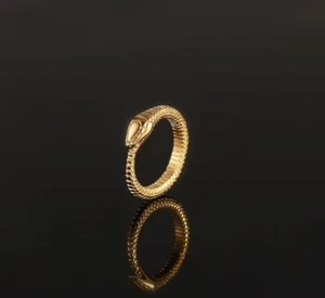 18K Gold Snake Ring For Men - Waterproof Snake Ring -Thin Snake ,mens gold ring - Picture 1 of 7