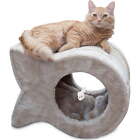 | Kitty Cave Cat Scratcher, Faux Fur and Sisal, Beige