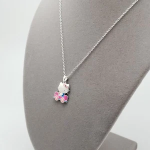 Hello Kitty - Pink Car Pendant Necklace, Brass Fine Silver Plated, Sanrio - Picture 1 of 12
