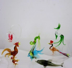Vintage Glass Animal Ornament Figures - x 8 - Picture 1 of 9