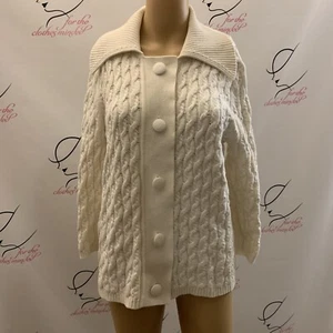 ELLEN TRACY. Sz Large Cotton/Cashmere Cable-knit Cardigan Sweater. Button. B71. - Picture 1 of 5