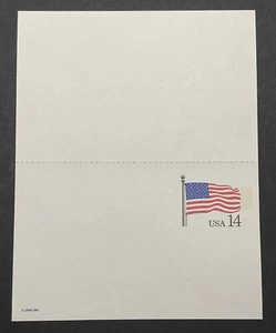 Dual 1987 U.S. Sc# UX117 Stars & Stripes Flag 14¢ Postal Card MNH Postcard - Picture 1 of 2