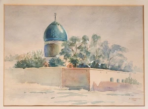 Misha Shahbazian Qom Irán Santuario de Fátima Masumeh Acuarela Firmado Fecha 1938 - Imagen 1 de 9