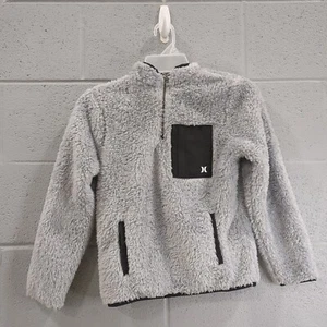 NEW HURLEY Boys Size Medium (8) Sherpa Quarter Zip Jacket Wolf Gray R3-D - Picture 1 of 9