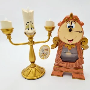 NUEVO Juego de figuras iluminadas de reloj Lumiere Cogsworth de La Bella y la Bestia de los Parques Disney - Imagen 1 de 11