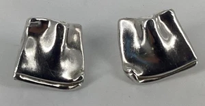 Vintage Ohrringe Fledermaus Ami Sterling Silber Schaufel Creolen breit hohl Modernist 13gr - Bild 1 von 5