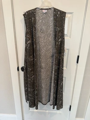 Chaleco plumero para mujer LuLaRoe talla XL marrón frente abierto Foto 1 de 3