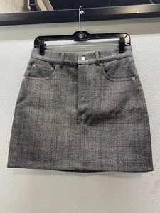 Helmut Lang Womens Grey Tweed Plaid Mini Skirt Size 28 - Picture 1 of 11