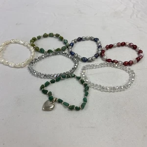 High Fashion Bracelet Lot Of 7! Sterling Charm . See Pics !! Faux Pearls ! - Picture 1 of 4