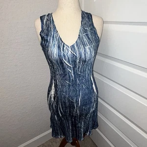 Vestido Komarov arrugado sin mangas línea A hasta la rodilla talla M - Imagen 1 de 10