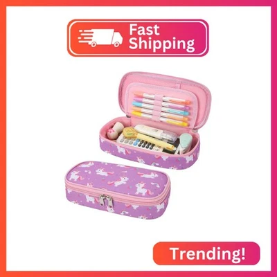 Estuche para lápices BrainyBees para niñas - Lindo estuche para lápices con cremallera para niñas Ki brillante Foto 1 de 2