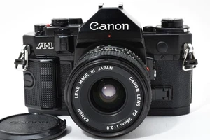 [NEUWERTIG+++] Canon A-1 schwarz analoge Kleinbildkamera NFD neues FD 28mm f2.8 Objektiv aus JAPAN - Bild 1 von 24