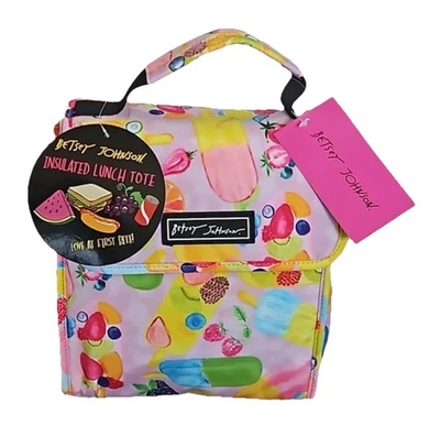 BETSEY JOHNSON MULTI COLOR FRUITY POPS FLAP TOP  Insulated Lunch Tote Bag NWT - Image 1 of 4