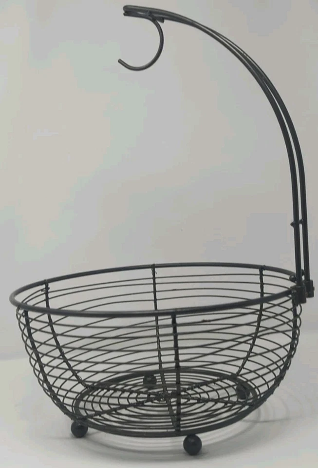 Árbol frutal estilo vintage - gancho de plátano adjunto cesta de frutas que ahorra espacio usado en excelente estado Foto 1 de 4