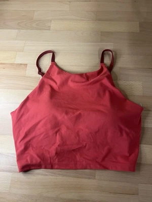 Athleta Intention Crop Top S A-C Sports Bra Lychee Red Cutout Adjustable Straps - Image 1 of 4