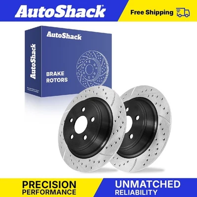 Rear Drilled Slotted Brake Rotors for 2015-2023 Ford Edge 2017-2019 Ford Fusion - Image 1 of 4