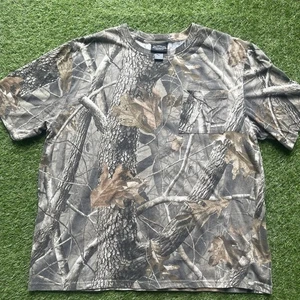 T-shirt vintage Winchester uomo taglia 2XL mimetica REALTREE legno duro manica corta tasca Y2K - Foto 1 di 5